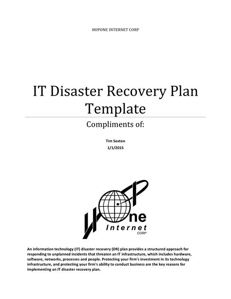 It Disaster Recovery Template