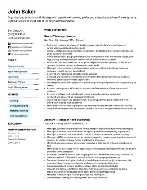 It Manager Cv Template