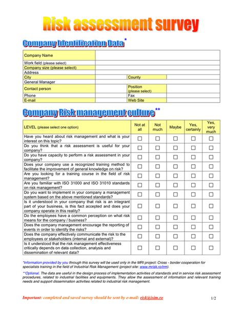 Risk Assessment Questionnaire Template in Word and Pdf formats page 7