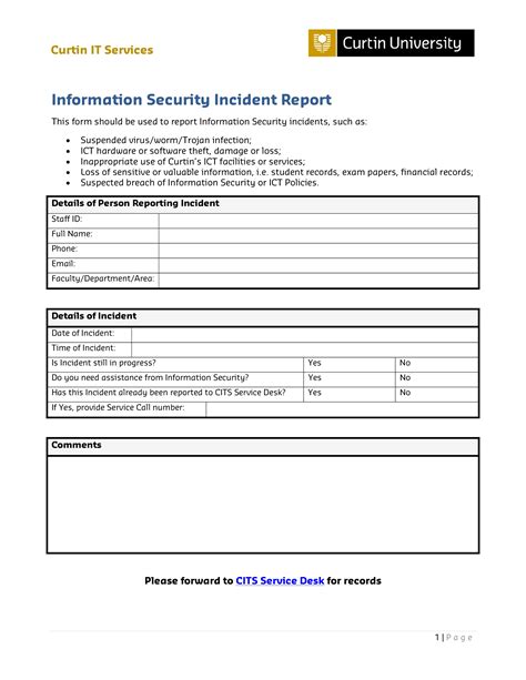 It Security Incident Report Template
