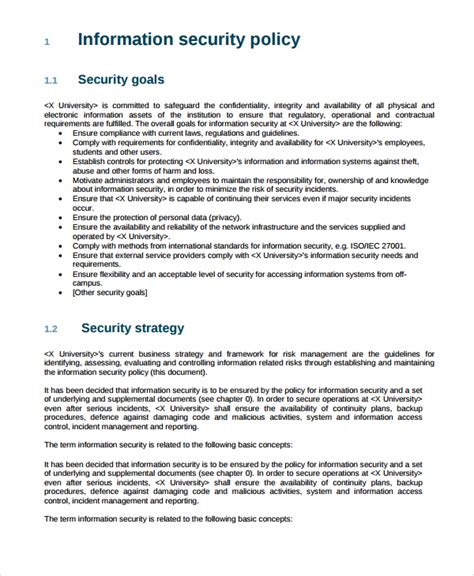 Security Policy Template 13 Free Word, PDF Document Downloads