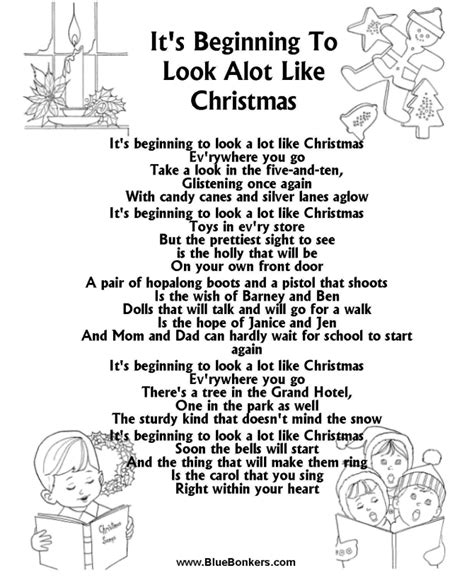 It's Beginning To Look A Lot Like Christmas Lyrics Printable