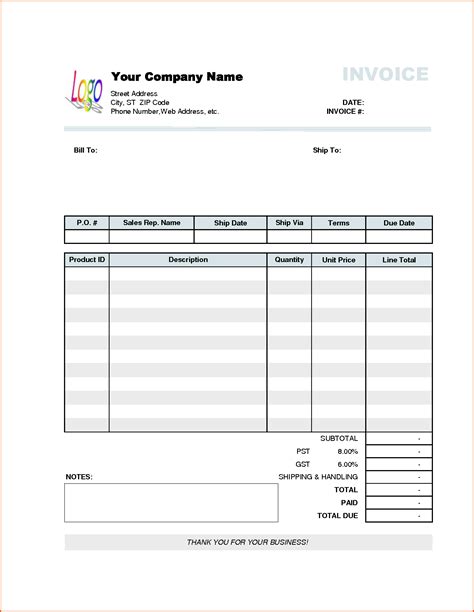 Company Invoice Forms * Invoice Template Ideas