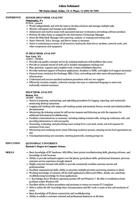 It Help Desk Support Analyst Sample Resume