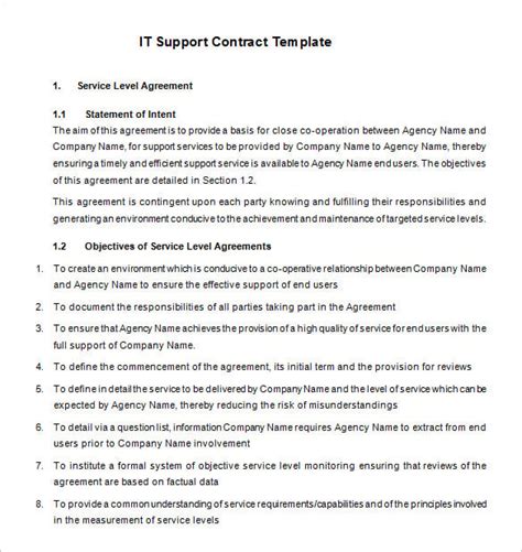 It Support Contract Template