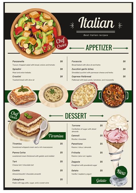 Italian Menu Layout