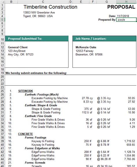 Itemized Proposal Template