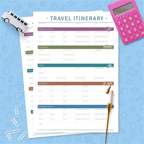 Printable Travel Itinerary Template Free for (Business, Vacations