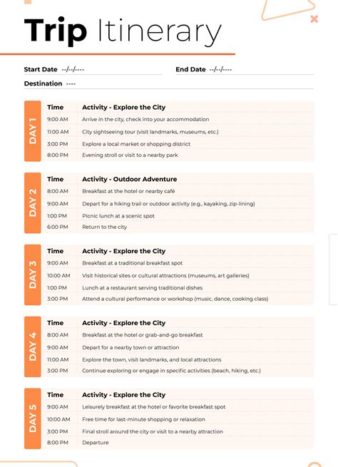 Itinerary Maker Template