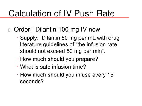 Iv Push Rates Chart