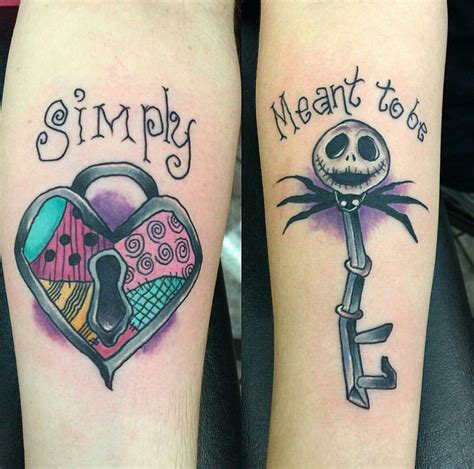 Jack and Sally couple's tattoo Couple tattoos, Tattoos