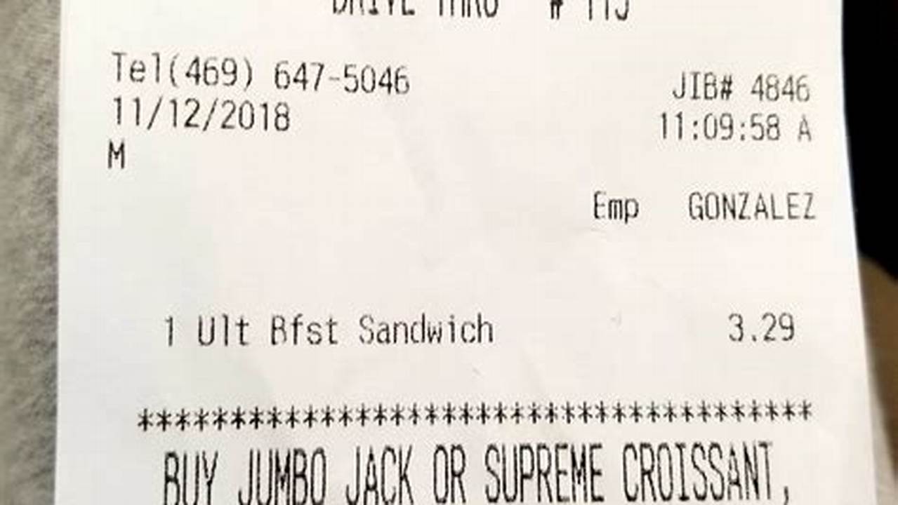 Jack In The Box Receipt Code 2024