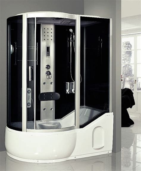 shower/bath/sauna combo.. love it!! Corner bathtub shower, Corner shower units, Modern steam