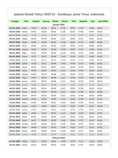 Jadwal Sholat