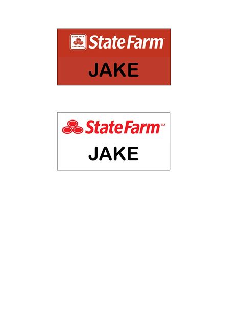 Jake State Farm Name Tag Printable