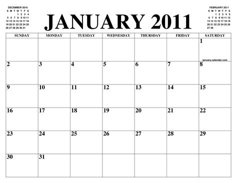 Jan 2011 Calendar