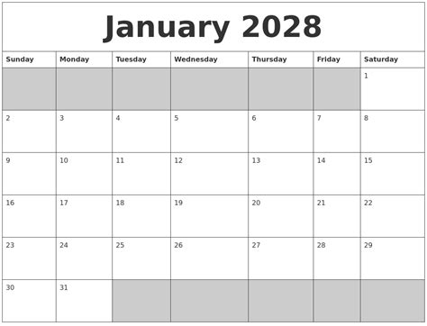 Jan 2028 Calendar