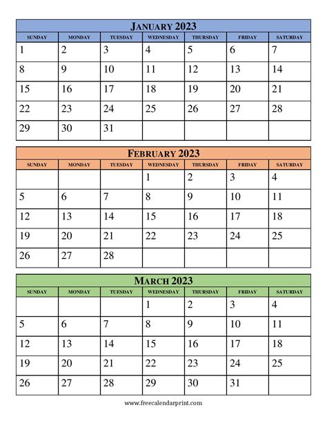 February March 2023 Calendar Template Printable Two Month Planner