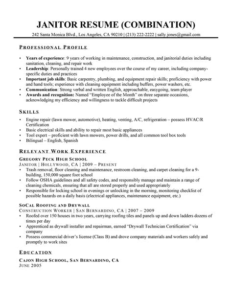 Janitor Resume Sample