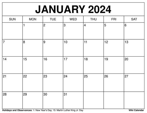 January 2024 Calendar Printable Wiki