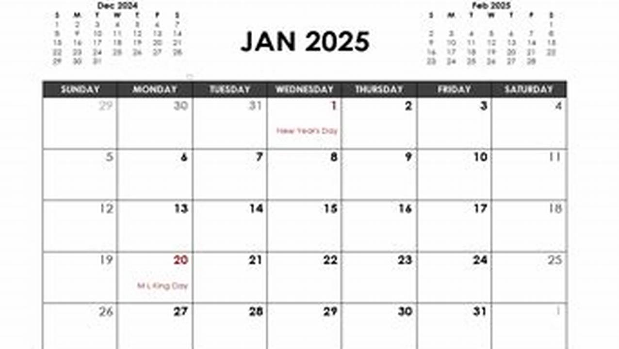 January 2025 Calendar Microsoft Word Template Google Docsend