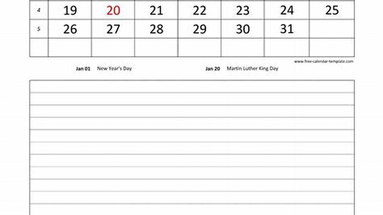 January 2025 Calendar With Note Pages