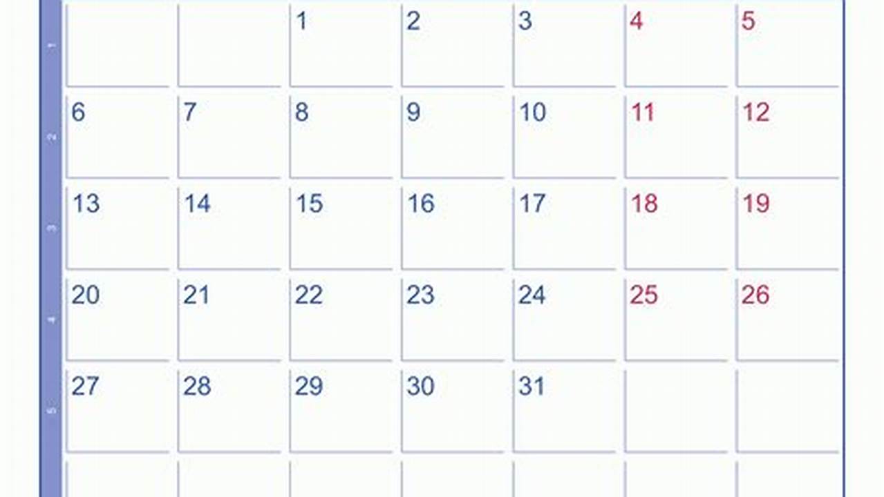 January 2025 Calendar With Week Numbers 1 31