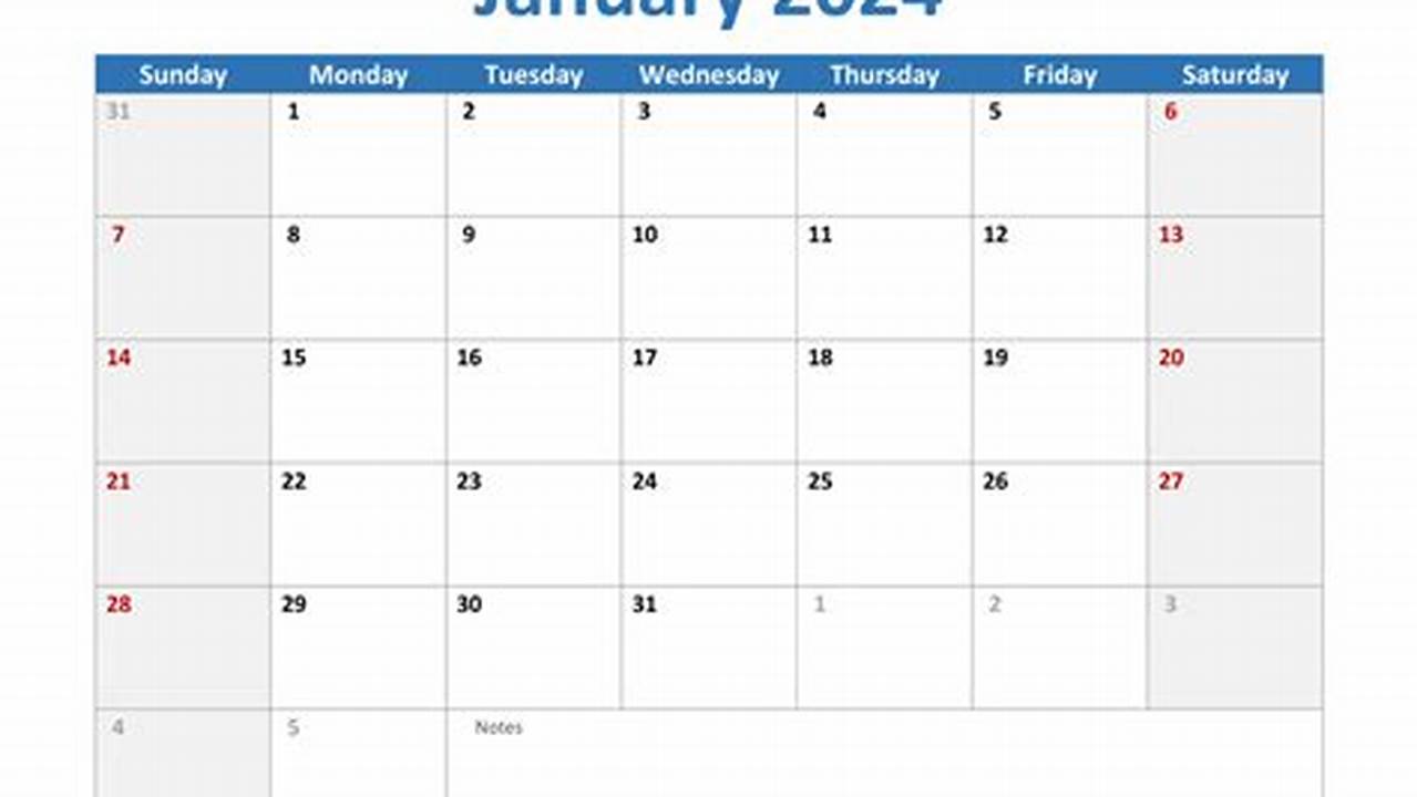 January Calendar Editable