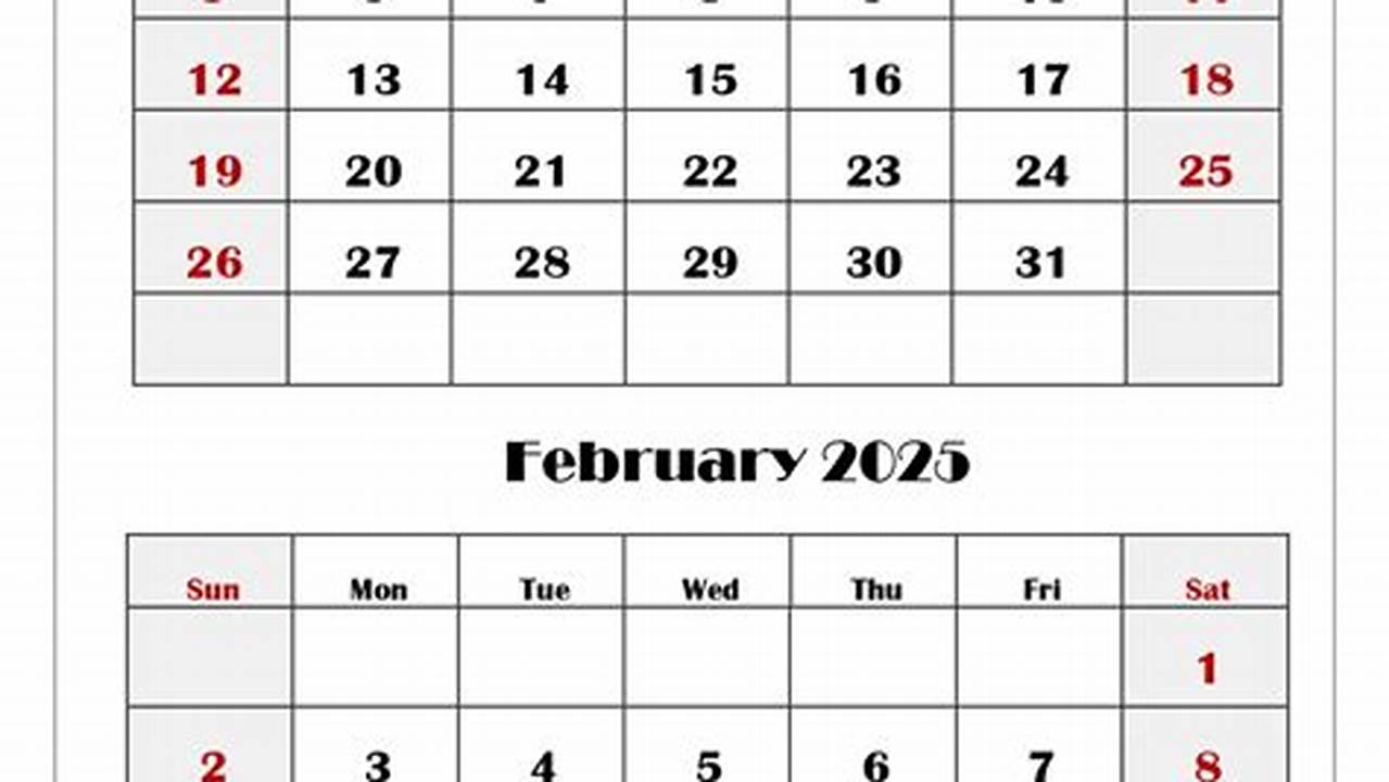 January Feb Calendar 2025