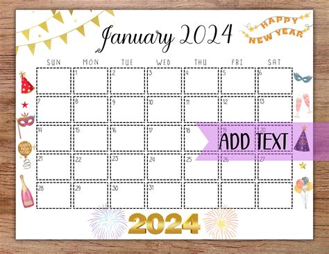 January Themed Calendar