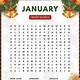 January Word Search Free Printable