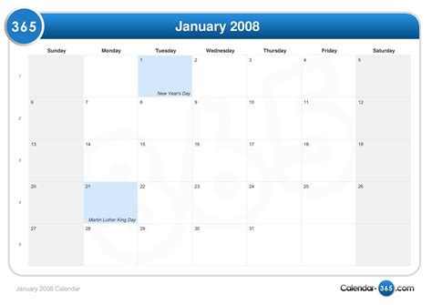 January 2008 Calendar