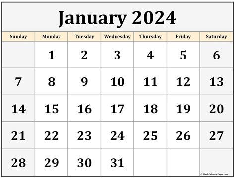 January 2024 Calendar Printable Free Download