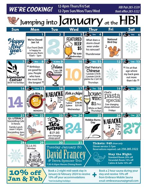 January 2024 Events Calendar