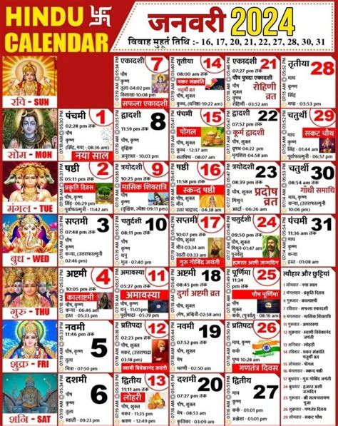 January 2024 Hindu Calendar