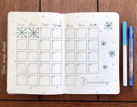January Calendar Bullet Journal