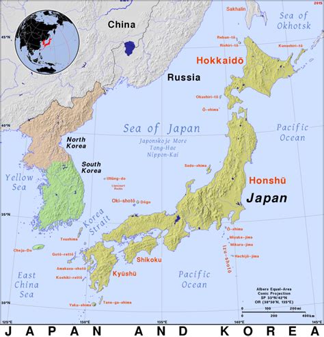 Japan And Korea On World Map