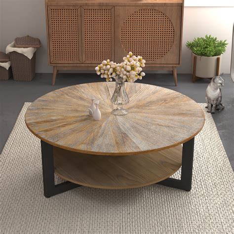 Japandi Square Coffee Table with 4 Drawers Storage Wooden Pedestal Coffee Table Living Room