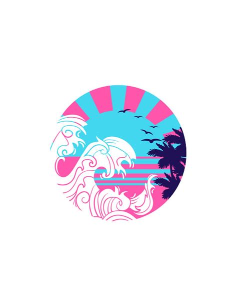 Download Japanese Vaporwave Style Sunset with Waves SVG File - SVG Design Creativefabrica Free PSD Mockups