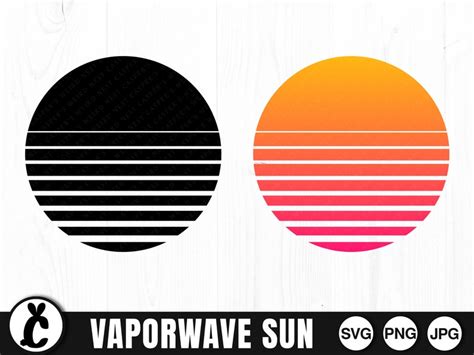 Download Japanese Vaporwave Style Sunset with Waves SVG File - SVG Design Cricut SVG Free PSD Mockups