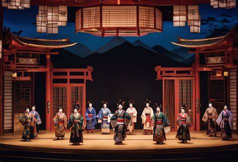 舞台上で情熱的な演技を披露する日本の俳優