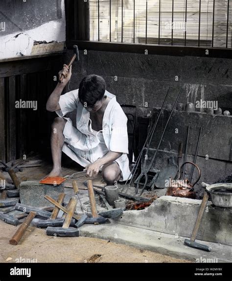 Japanese blacksmith at work