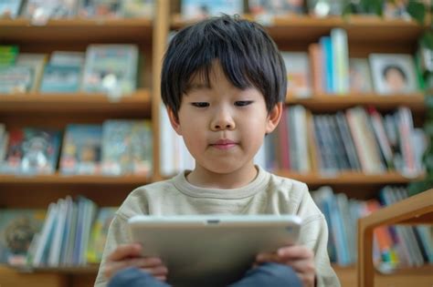 天神タブレットを使用する子ども