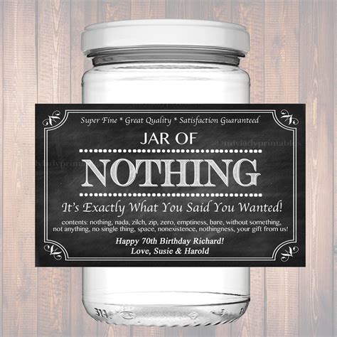 Jar Of Nothing Printable Label Free