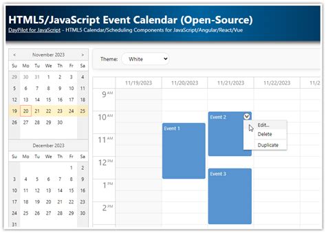 Javascript Event Calendar Code Free