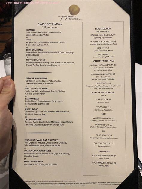 Jaya At The Setai Miami Menu