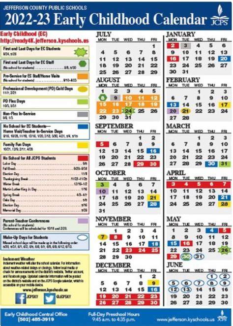 Jcps Early Childhood Calendar 23 24 Printable