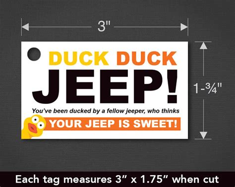 Jeep Wrangler Printable Editable Free Printable Duck Duck Jeep Tags