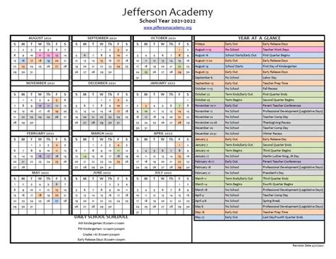 Jefferson Academy Calendar
