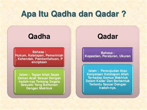 Jelaskan Perbedaan Antara Qada Dan Qadar